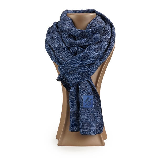 Louis Vuitton - Navy Blue Damier Cotton Scarf